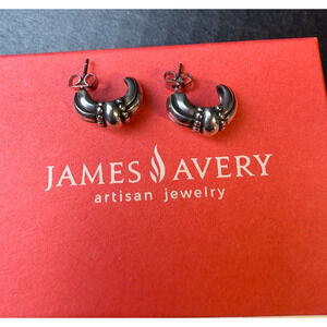 James Avery Sterling Silver Beaded Thatch Half Hoop Ear Studs